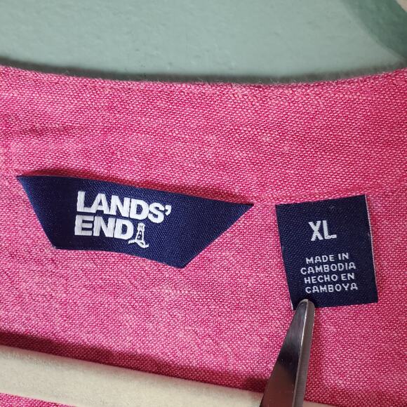 Lands End Womens Pink Split Neck Linen Blend 3/4 Sleeve Tunic Top Size XL - Picture 3 of 6